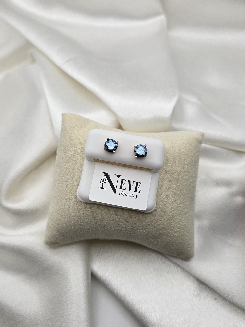 Rose Gold Over Sterling Silver 2ct Blue Moissanite Stud Earrings